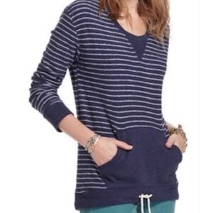 Anthropologie Saturday Sunday Drawstring Striped Crewneck Sweater